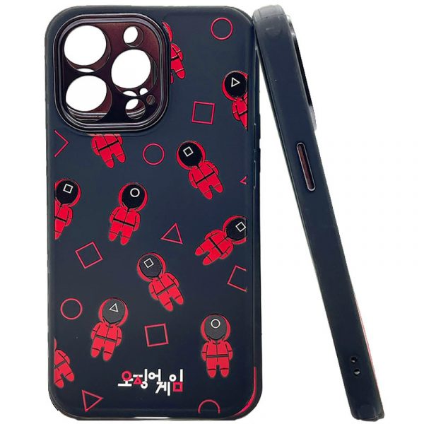 SQGM - Soft Silicone Case Squid Game Guards Mix Black And Red Iphone