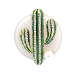 Fashion Cactus White Green Pearl Zirconia